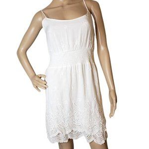 Myan white layered lace eyelet dress bridal, wedding, honeymoon, beach sz small